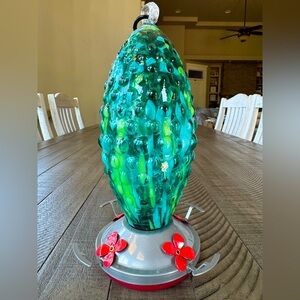 Hummingbird Feeder Handcrafted - Handblown Glass (NWOT)